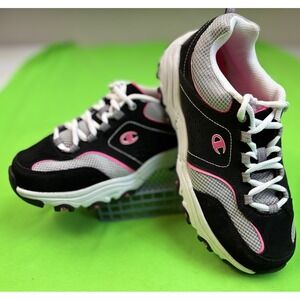 Champion Running Walking Shoes Memory Foam Black Gray Pink Women's Size 8W